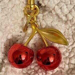 Gold and Red Cherry Bag Charm